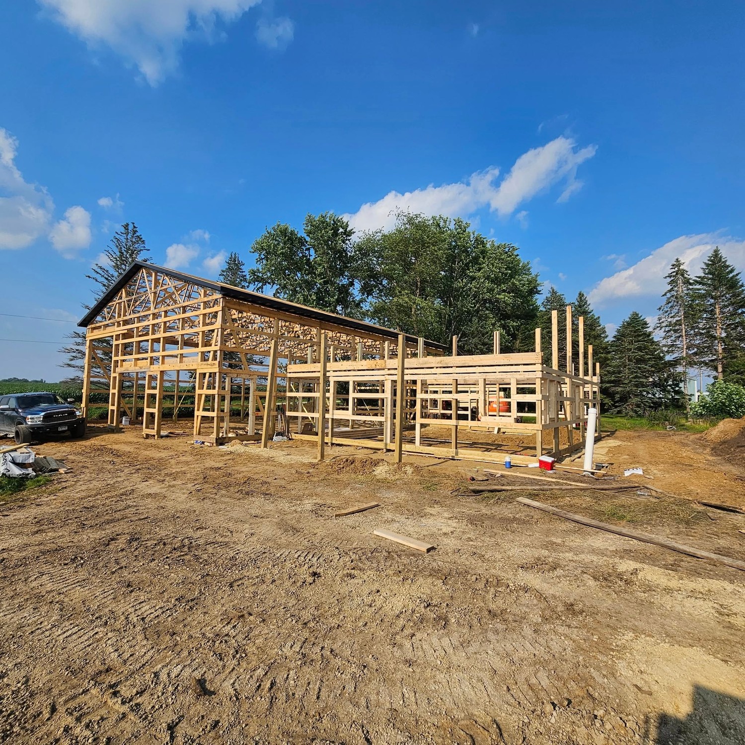 Modern home exterior with covered porch