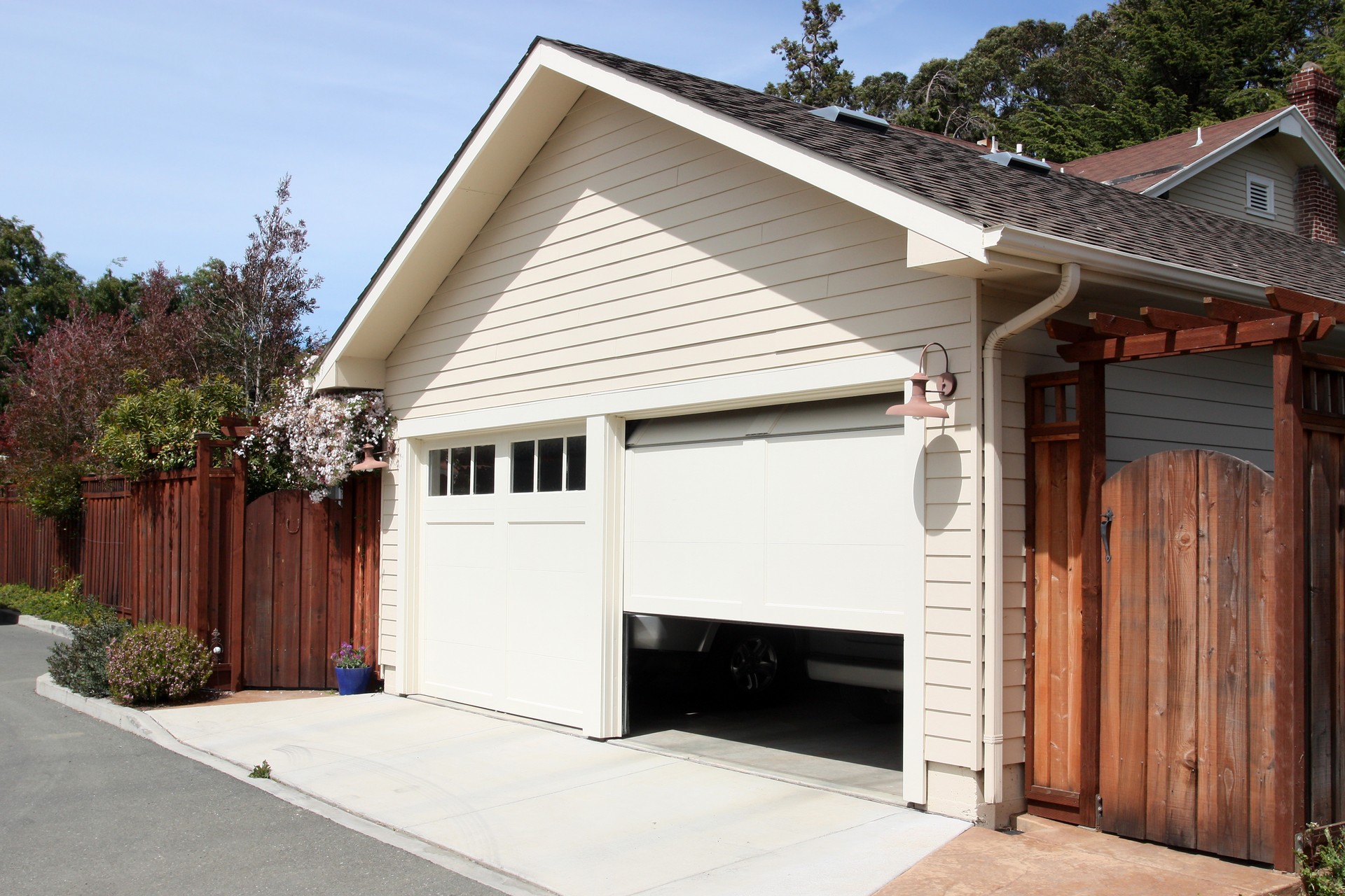 Modern home exterior with covered porch