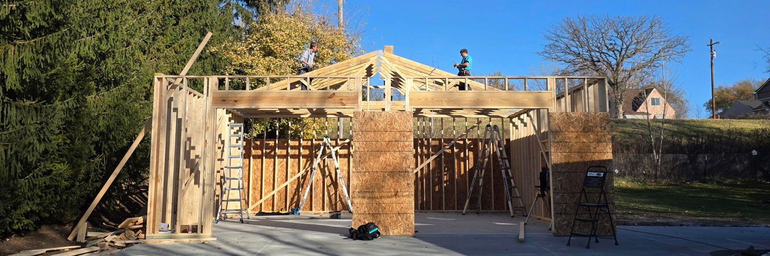 Modern home exterior with covered porch