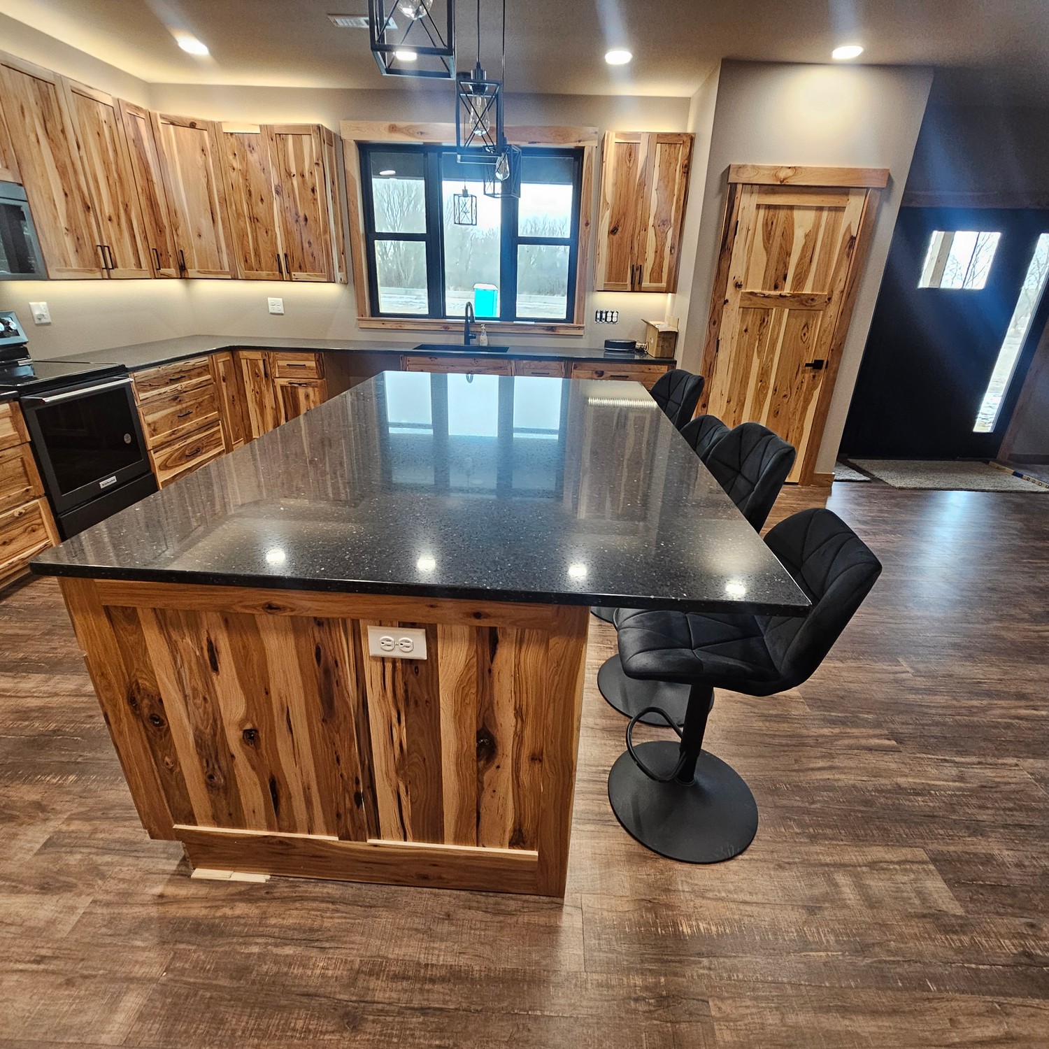 Modern home exterior with covered porch