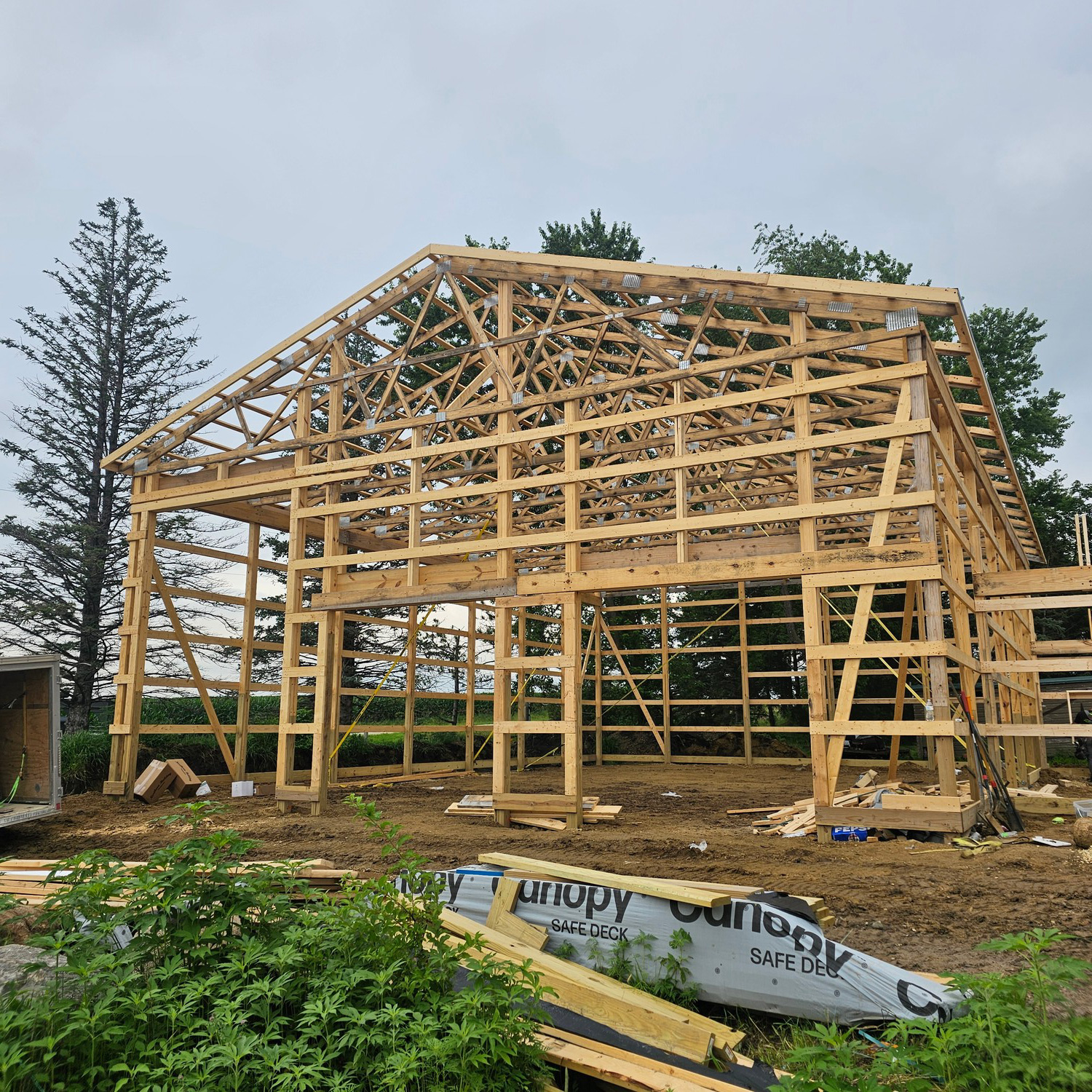 Modern home exterior with covered porch