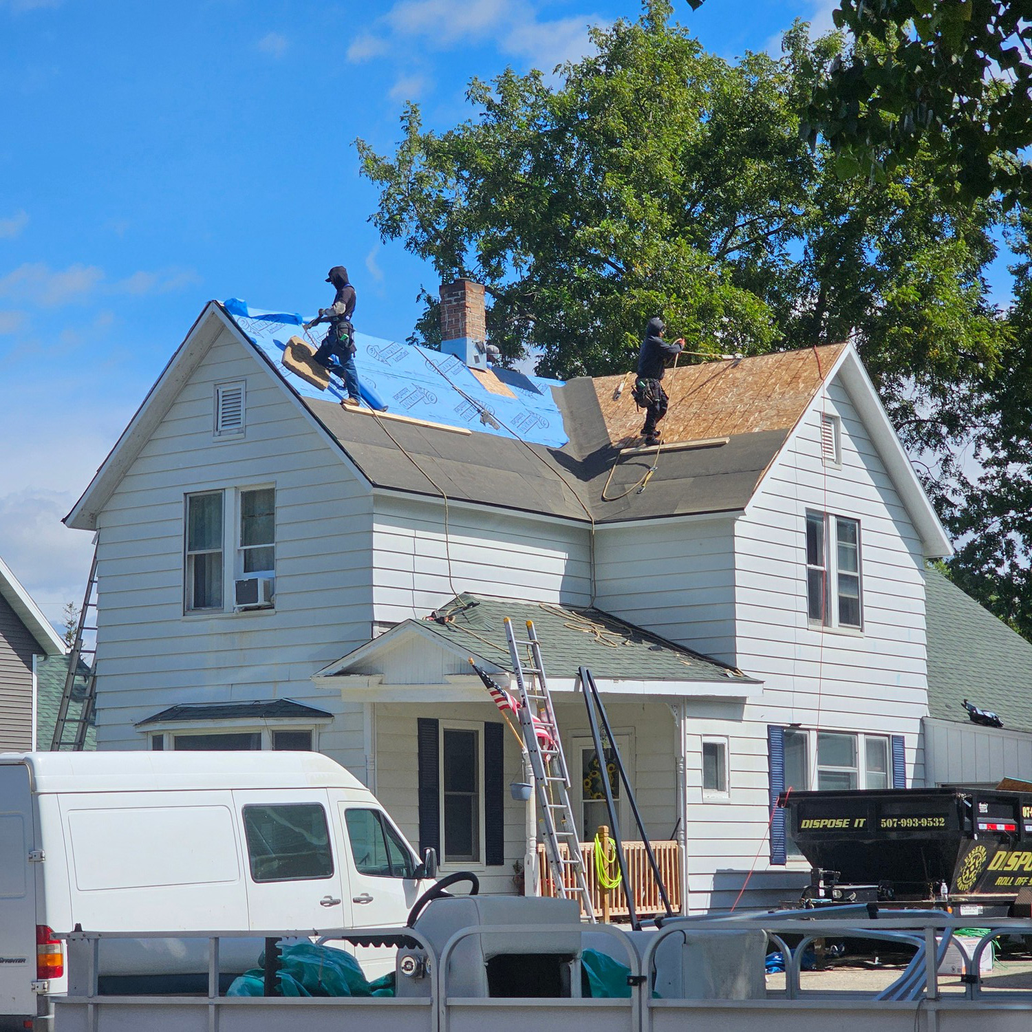 Modern home exterior with covered porch