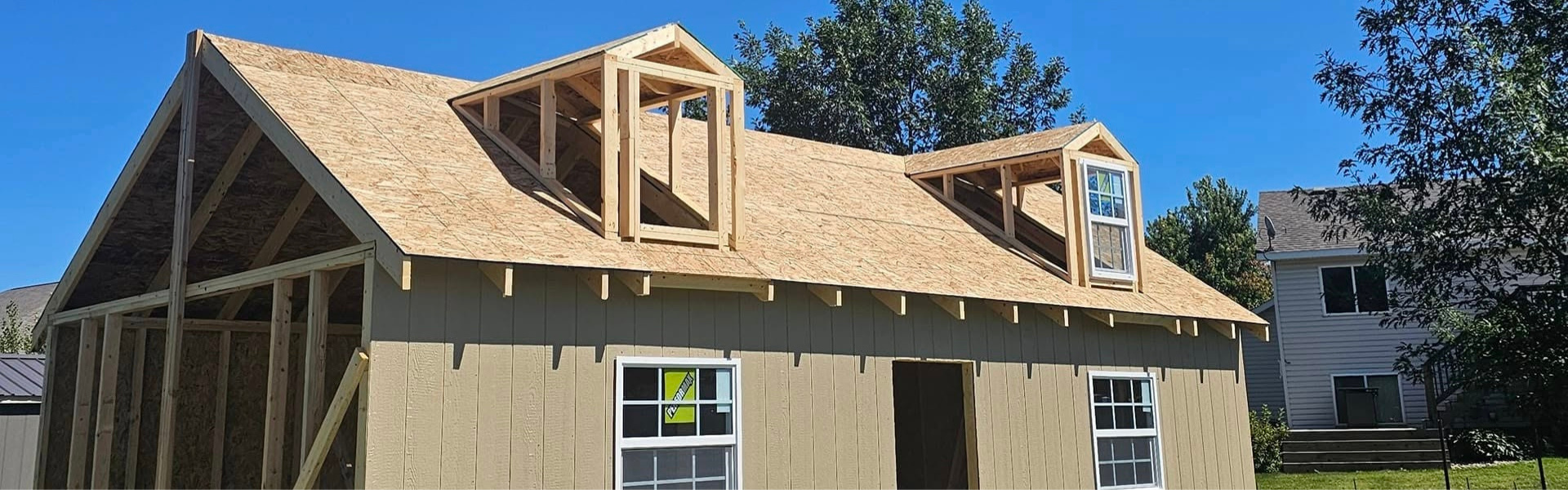 Modern home exterior with covered porch